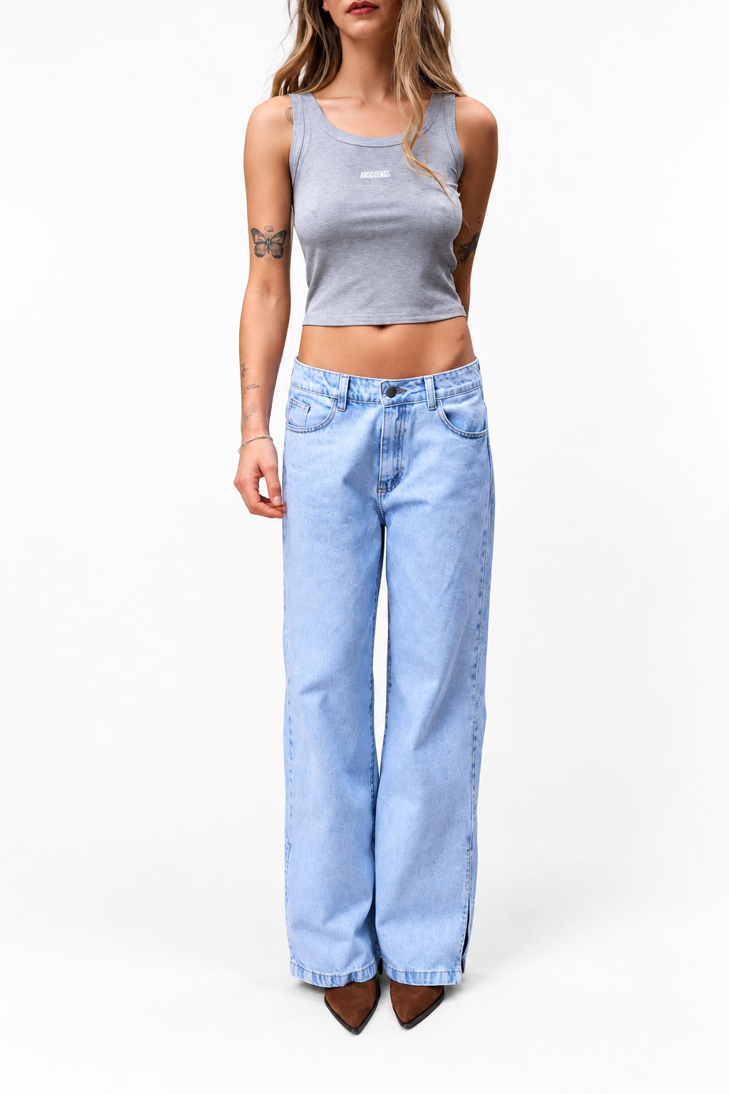 Denim Blue & White Jeans