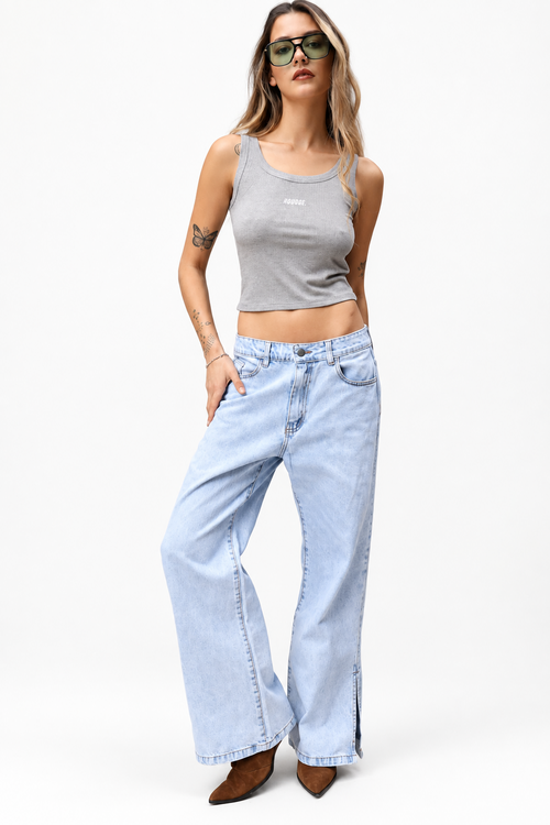 Denim Blue & White Jeans